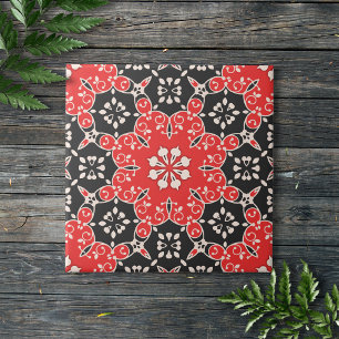  Elegant Lacy Mosaic Red Black en White Tegeltje