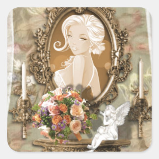 Elegant  Lady ontwerp Vierkante Sticker
