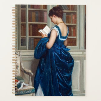 Elegant Lady Reading in a Library – Classic  Planner