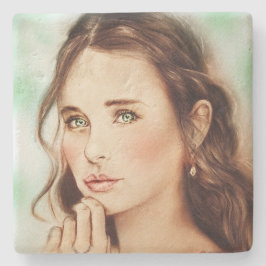 Elegant Lady Stone-Onderzetter, kunst Stenen Onderzetter