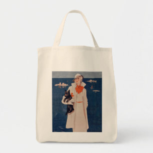 Elegant  Lady White Suit Scotty Dog Zee Tote Bag