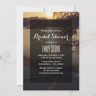 Elegant Lake Sunset Bridal Shower Invitations Kaart