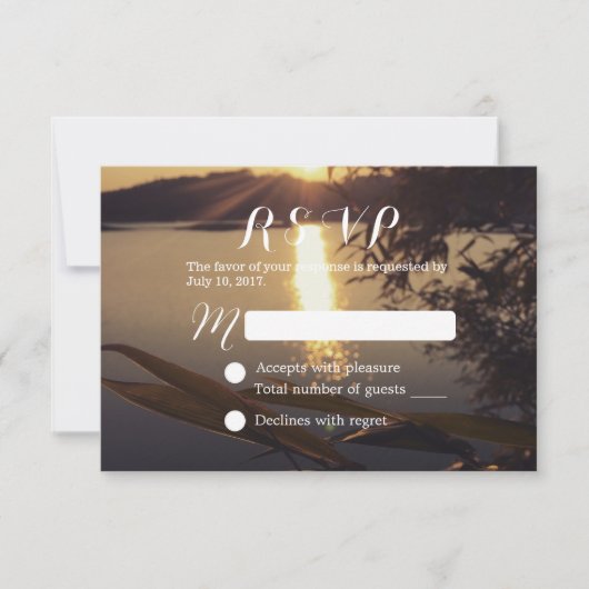 Elégant Lake Sunset Wedding RSVP (Devant)