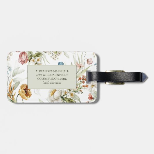 Elegant land bloemendubbel zijdig bagagelabel (Achterkant horizontaal)