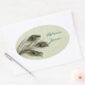 elegant  land groen vredeshuwelijk ovale sticker (Envelop)