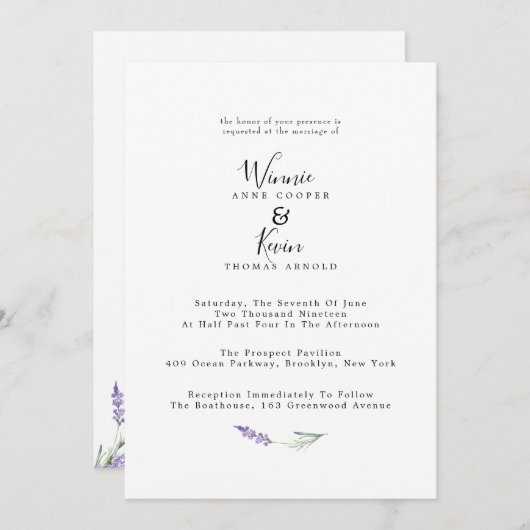 Elegant Land Lavendel Bruiloft Kaart (Voorkant / Achterkant)