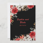 Elegant land rode rozen zwart bruiloft kaart (Achterkant)