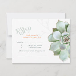 Elegant Land Succulent Bruiloft RSVP Kaartje