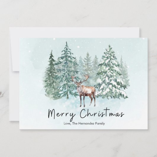 Elegant Landelijk Bos Herten Woud Feestdagenkaart (Voorkant)