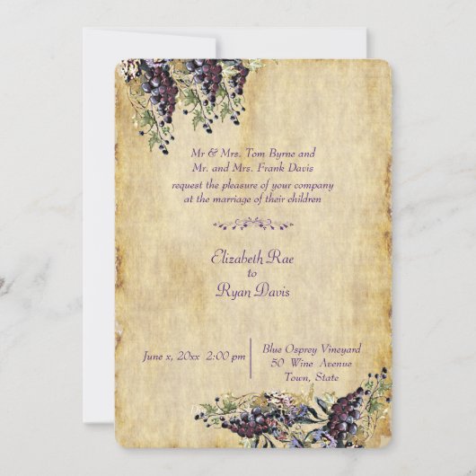 Elegant, Landelijk Rustiek, Wijngaard Huwelijk Kaart (Voorkant)