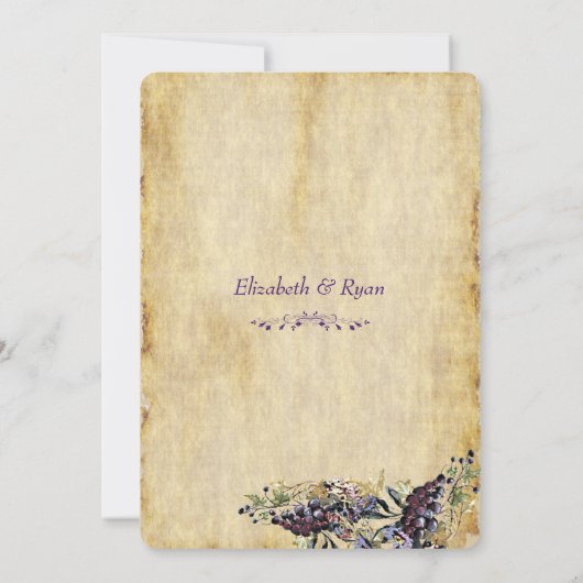 Elegant, landelijk rustieke, wijngaard bruiloft kaart (Achterkant)