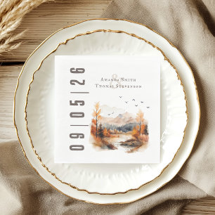 Elegant Landelijke Herfst Landschap Bruiloft Servet