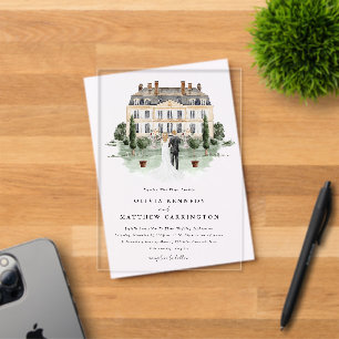 Elegant landhuis   Villa bruiloft uitnodiging Acryl Uitnodigingen