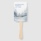 Elegant landschap besneeuwde winter bruiloft progr handwaaier (Voorkant)