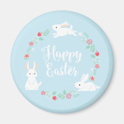 Elégant lapin de Pâques Floral | Magnet (Devant)