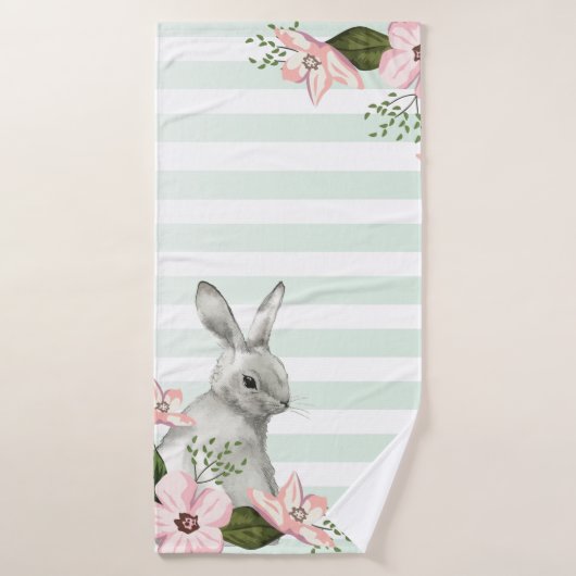 Elégant lapin de Pâques rayé (Serviette de bain)