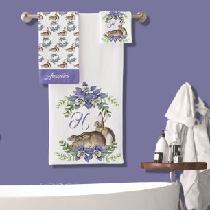 Élégant Lapin Floral Purple Aquarelle Mignonne Lap