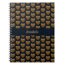 Elegant Large Brushed Gold Hearts Journal Notitieboek