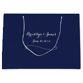 Elegant Large Navy Blue Wedding Gift Bag Groot Cadeauzakje (Voorkant)