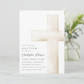 Elegant Large White Cross Baptism Invitation (Debout devant)