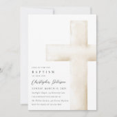Elegant Large White Cross Baptism Invitation Kaart (Voorkant)