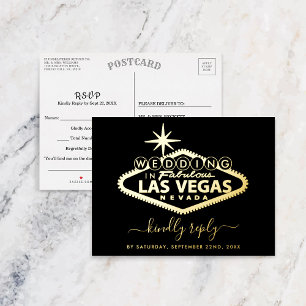 Elegant Las Vegas Destination Wedding RSVP Real Folie Uitnodiging Briefkaart