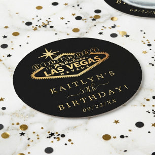 Elegant Las Vegas verjaardagsfeestje Ronde Kartonnen Onderzetter