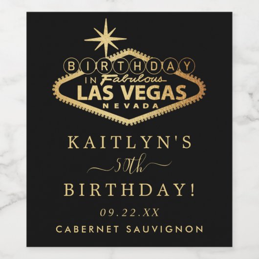 Elegant Las Vegas verjaardagsfeestje Wijn Etiket (Enkel label)