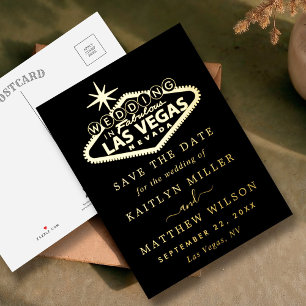 Elegant Las Vegas Wedding Save the Date Real Folie Uitnodiging Briefkaart