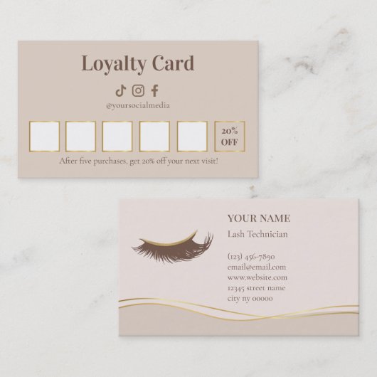 Elegant Lash Technician Loyalty Card (Voorkant / Achterkant)