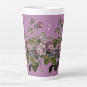 Élégant latte florale Vintage pourpre Grande Mug