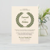 Elegant Laurel Feuille Faire-part de mariage de co (Debout devant)