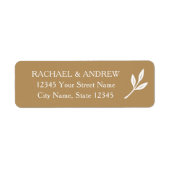 Elegant Laurel Leaf Goud Bruiloft Retouradres Etiket (Voorkant)