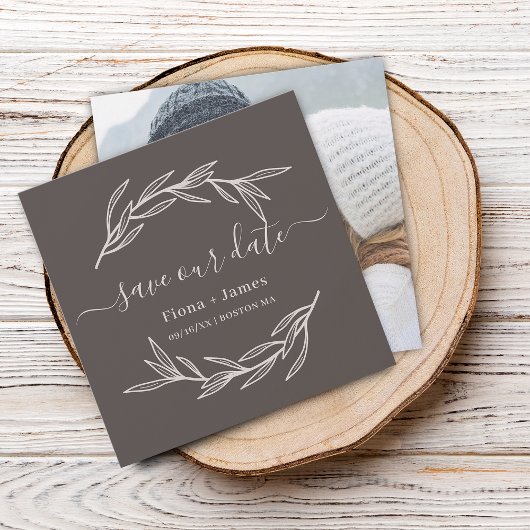 Elegant Laurel Leaf Photo Enregistrer La Carte Dat