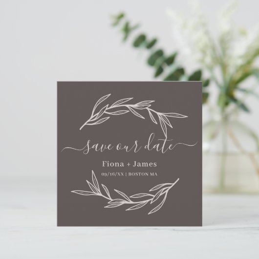 Elegant Laurel Leaf Photo Enregistrer La Carte Dat (Debout devant)