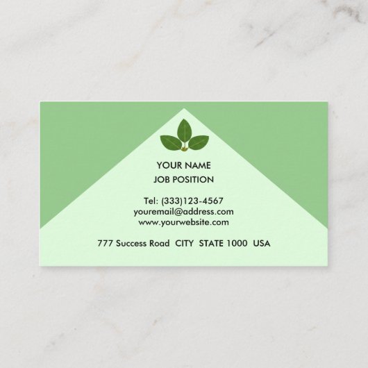 Elegant Laurel Leaves over Light Green Visitekaartje (Achterkant)