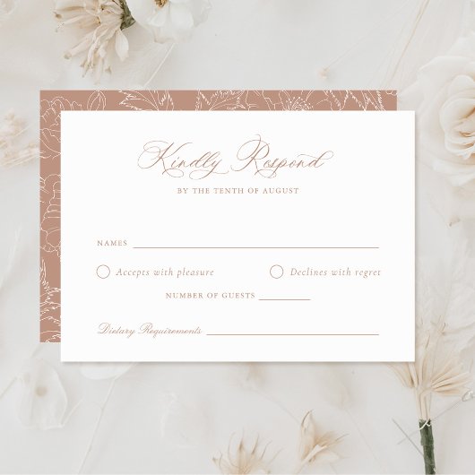 Elegant Laurel Wreath Blush Wedding Carte RSVP
