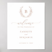 Élégant Laurel Wreath Monogram Crest Affiche de bi (Devant)