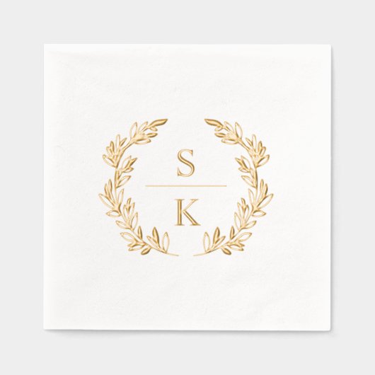Elegant Laurel Wreath Monogram Mariage (Recto)