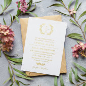 Elegant Laurel Wreath Monogram Typography Wedding Folie Uitnodiging