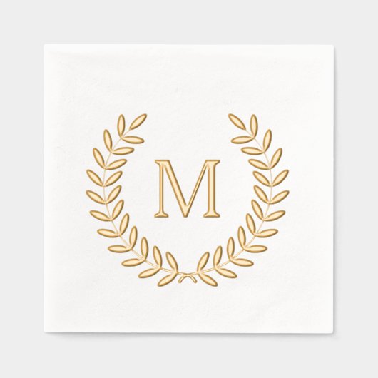Elegant Laurel Wreath Monogramme Famille Mariage (Recto)