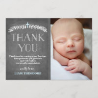 Elégant Laurels Bleu | Merci photo du baptême