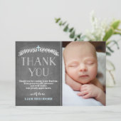 Elegant Laurels Blue | Baptism Foto bedankt (Staand voorkant)