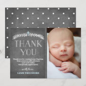 Elegant Laurels Blue | Baptism Foto bedankt (Voorkant / Achterkant)