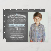 Elegant Laurels Blue | Uitnodiging van de Gemeensc (Voorkant / Achterkant)