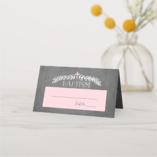 Elegant Laurels Pink Doopsel Plaatskaart