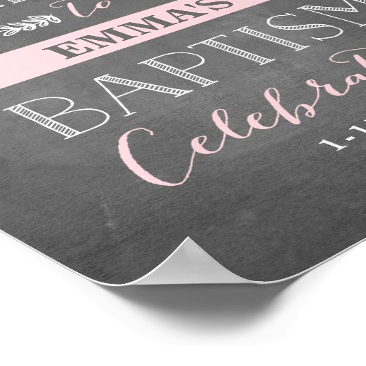 Elegant Laurels roze | Baptism Welcome Sign Poster (Hoek)