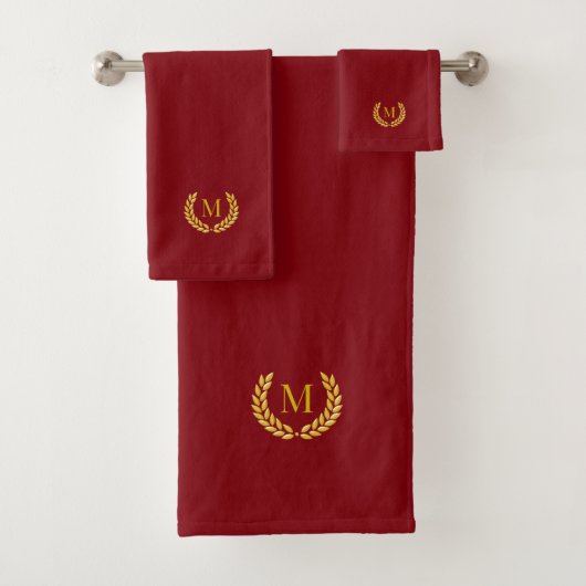Élégant Laurier Doré & Monogramme sur Marron (En situation)