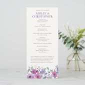 Élégant Lavande Aquarelle Programme de mariage flo (Debout devant)