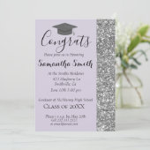 Élégant Lavande de Glitterie Invitation de graduat (Debout devant)